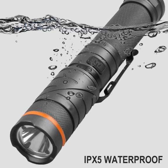 90 Degree Foldable Flashlight White / Red / Green Lights Water-resistant Magnetic Torch Built In 18650 Lithium Battery