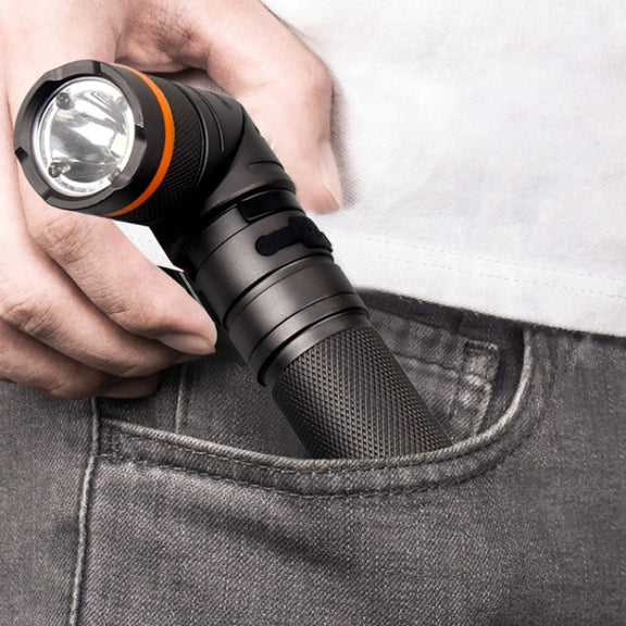 90 Degree Foldable Flashlight White / Red / Green Lights Water-resistant Magnetic Torch Built In 18650 Lithium Battery