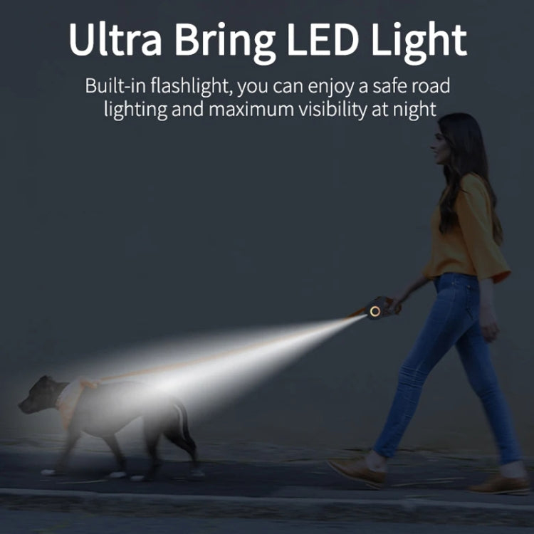 LED Light Luminous Pet Dog Leash Automatic Retractable Dog Walking Leash, Color: 5m Orange