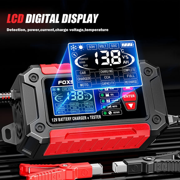 FOXSUR Cars Motorcycles 12V Lithium Cattery Charger With Battery Detection(US Plug)