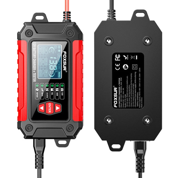 FOXSUR Cars Motorcycles 12V Lithium Cattery Charger With Battery Detection(EU Plug)