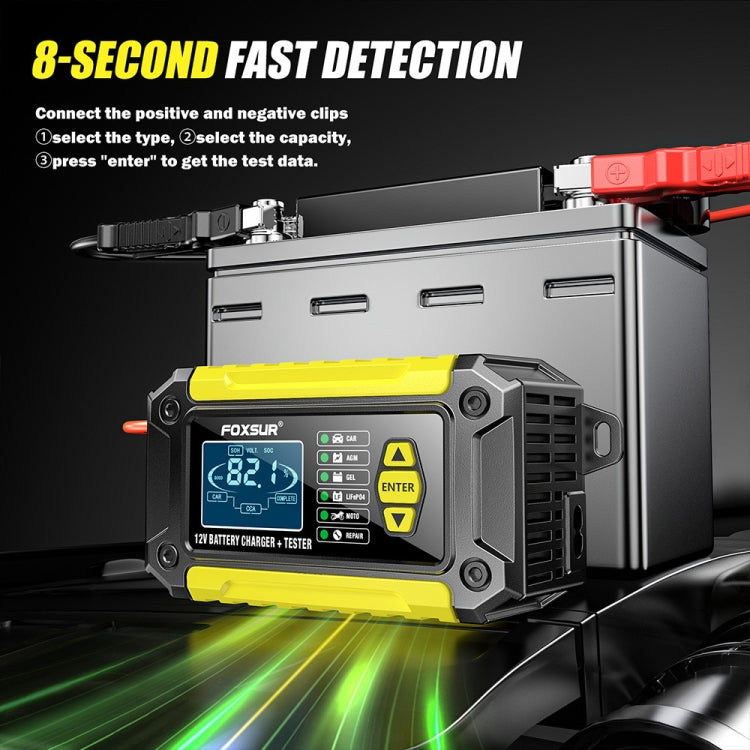 FOXSUR Cars Motorcycles 12V Lithium Cattery Charger With Battery Detection(UK Plug)