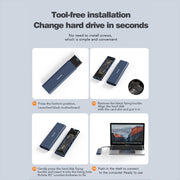 Blueendless M2815SN M.2 Dual Protocol Type-C 3.1 Mobile Hard Disk Box Laptop External SSD(Gray)