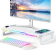 RGB Computer Monitor Stand Riser 3 USB 2.0 +1 Type-C Ports, Spec: Wireless Charging White - Laptop Stand by PMC TechLife | Online Shopping South Africa | PMC TechLife | Buy Now Pay Later Mobicred