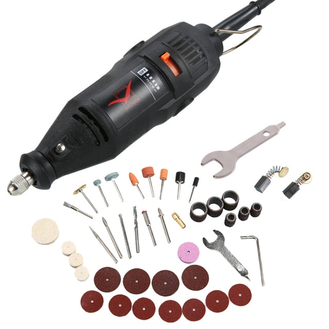 VICOVER Small Adjustable Speed Electrical Grinder Set Jade Carving Pen Polishing Tool EU Plug, Model: 40pcs Parts