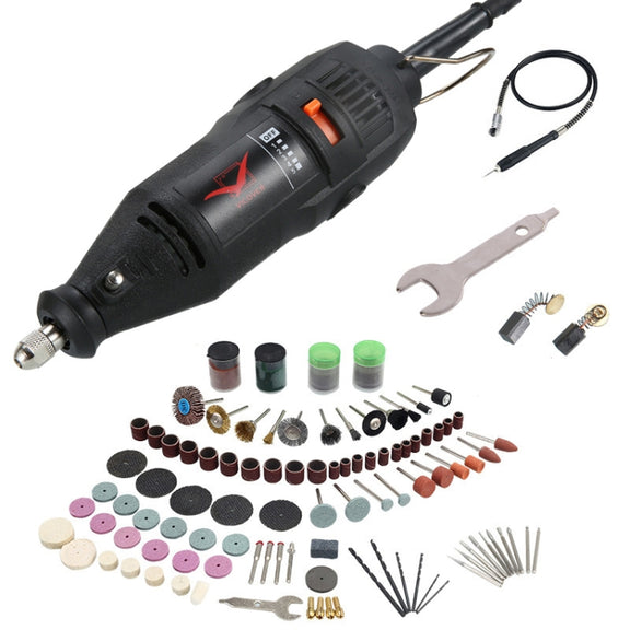 VICOVER Small Adjustable Speed Electrical Grinder Set Jade Carving Pen Polishing Tool EU Plug, Model: 147pcs Parts+Soft Shaft