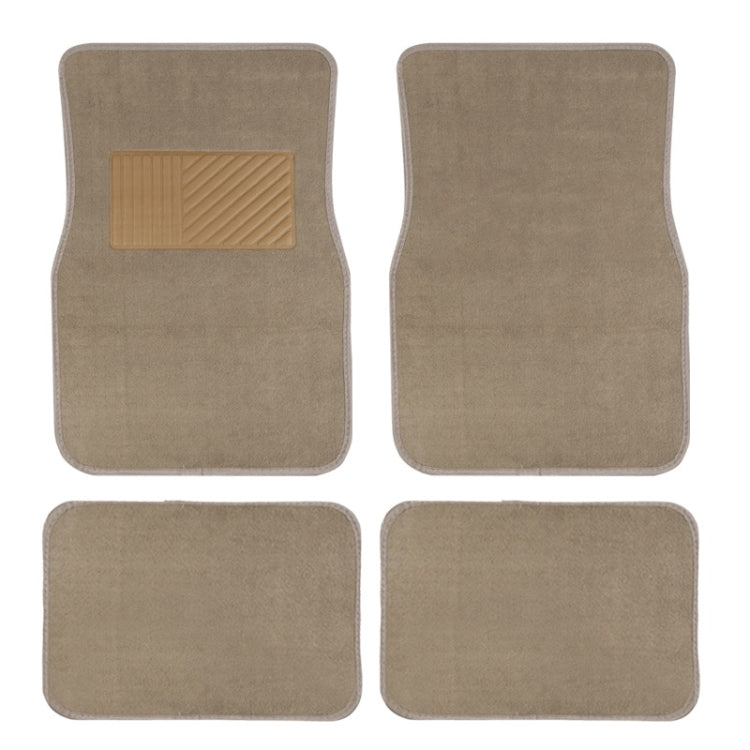 4pcs /Set Universal Car Foot Mats PVC Flocking Pads(Beige)