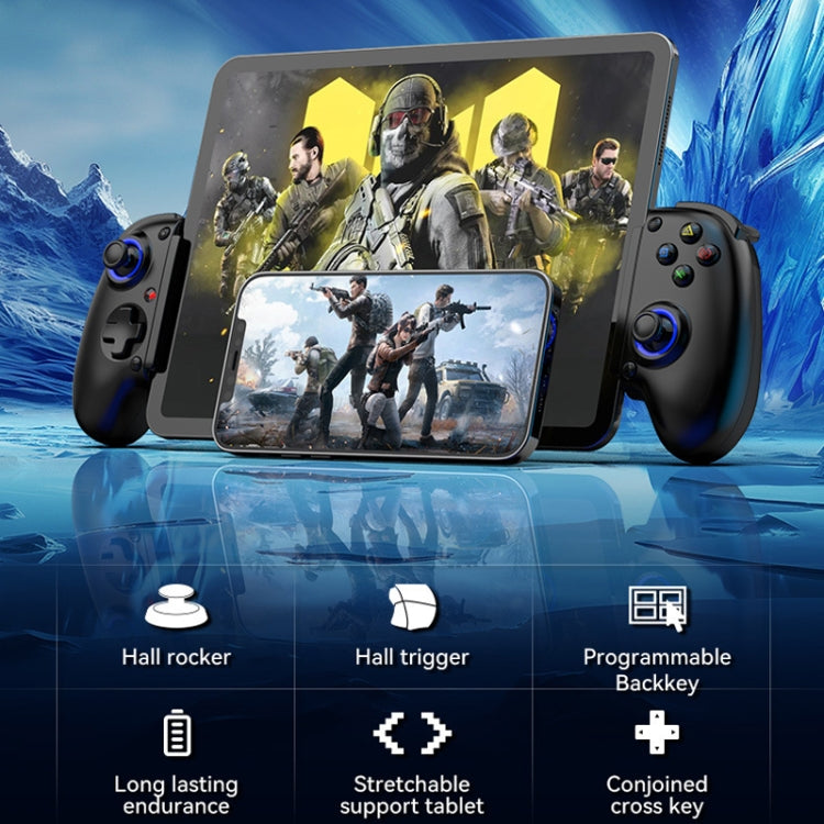 BSP-D10S Wireless Stretch Game Controller With Heat Dissipation Fan for Switch / Android / IOS / PC / PS3 / PS4(Black)