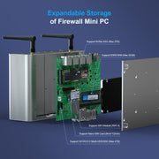HYSTOU P09B-J4125-4L 8GB DDR4+128GB SSD Industrial Computer Soft Route From 2.5G Multi -Network HTPC Server Mini Console(With US Adapter)