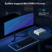 HYSTOU P09B-J4125-4L 8GB DDR4+128GB SSD Industrial Computer Soft Route From 2.5G Multi -Network HTPC Server Mini Console(With US Adapter)
