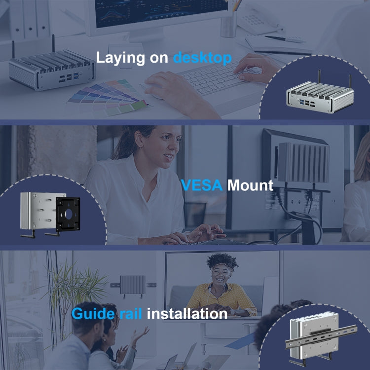 HYSTOU P09B-J4125-4L 8GB DDR4+128GB SSD Industrial Computer Soft Route From 2.5G Multi -Network HTPC Server Mini Console(With UK Adapter)