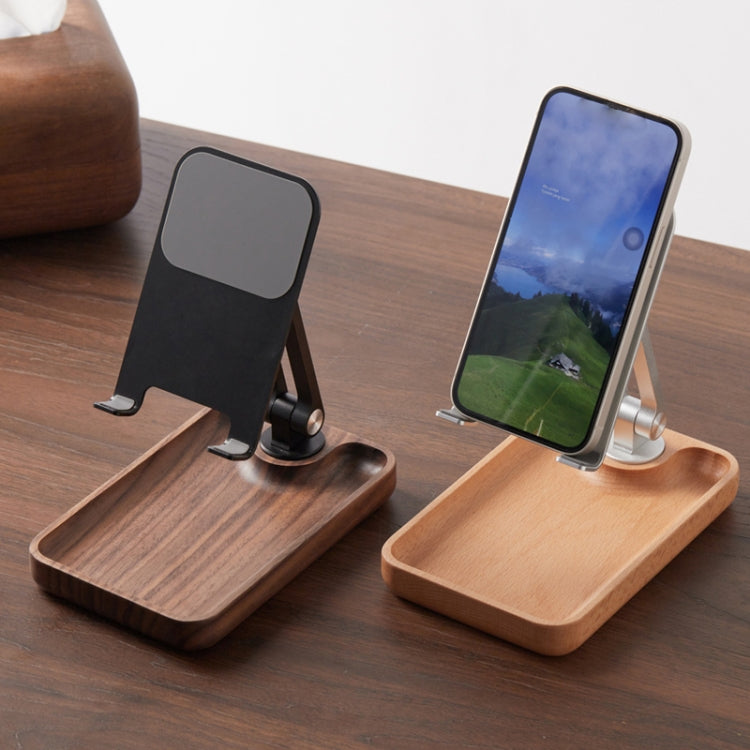 Walnut Desktop Mobile Phone Stand Lifting Folding Tablet Holder with Tray Base