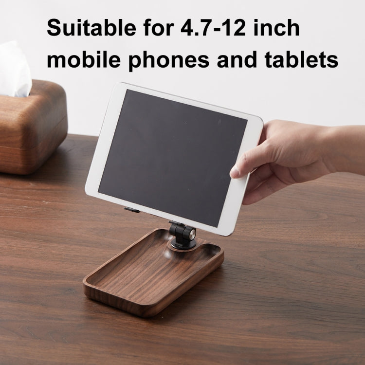 Walnut Desktop Mobile Phone Stand Lifting Folding Tablet Holder with Tray Base