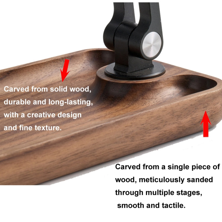 Walnut Desktop Mobile Phone Stand Lifting Folding Tablet Holder with Tray Base