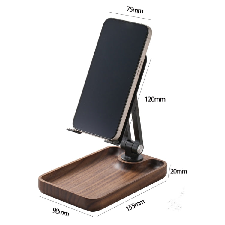 Walnut Desktop Mobile Phone Stand Lifting Folding Tablet Holder with Tray Base