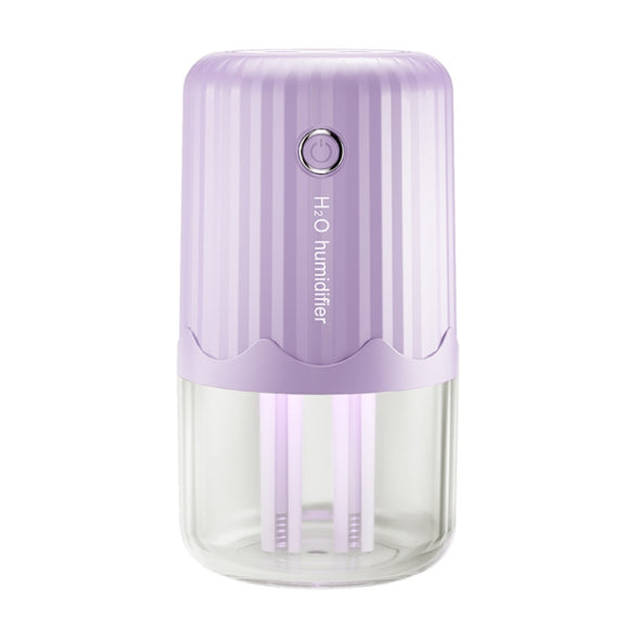 T06 Large-Capacity Atmosphere Night Light Household Dual Spray Air Humidifier, Color: Purple Plug-in
