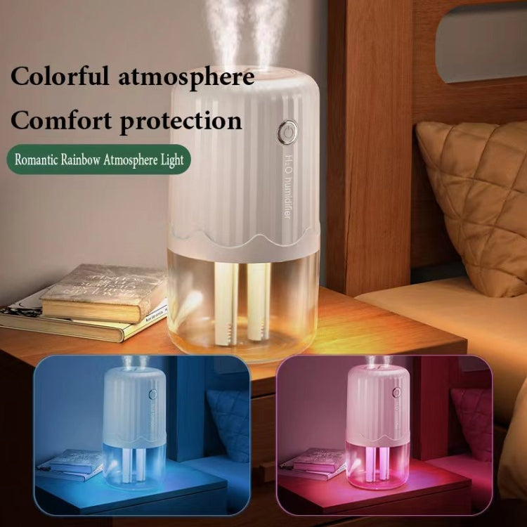 T06 Large-Capacity Atmosphere Night Light Household Dual Spray Air Humidifier, Color: Green Battery