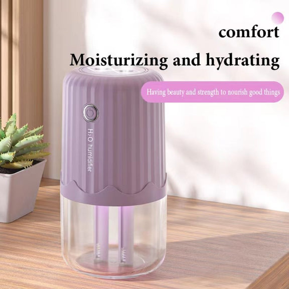 T06 Large-Capacity Atmosphere Night Light Household Dual Spray Air Humidifier, Color: Purple Plug-in