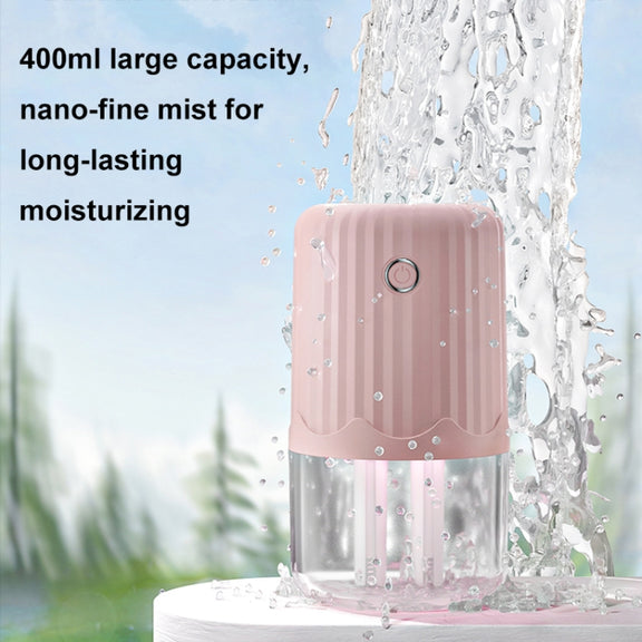 T06 Large-Capacity Atmosphere Night Light Household Dual Spray Air Humidifier, Color: White Battery