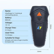 Chanfong Ultrasonic Handheld Dog Repeller Portable Dual Probe High Power Stop Barker(Black)