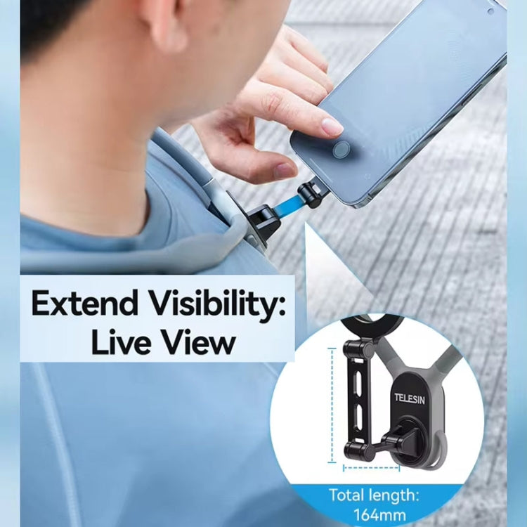 TELESIN MNM-002 Magsafe Magnetic Suction Mobile Phone Hanging Neck POV Viewing Angle Lazy Stand(Blue)