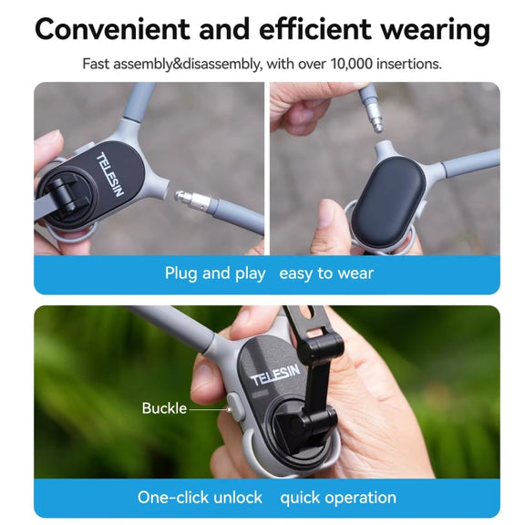 TELESIN MNM-002 Magsafe Magnetic Suction Mobile Phone Hanging Neck POV Viewing Angle Lazy Stand(Gray)