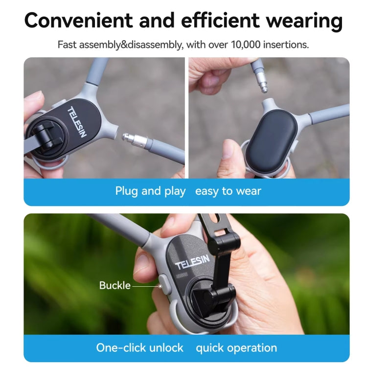 TELESIN MNM-002 Magsafe Magnetic Suction Mobile Phone Hanging Neck POV Viewing Angle Lazy Stand(Blue)
