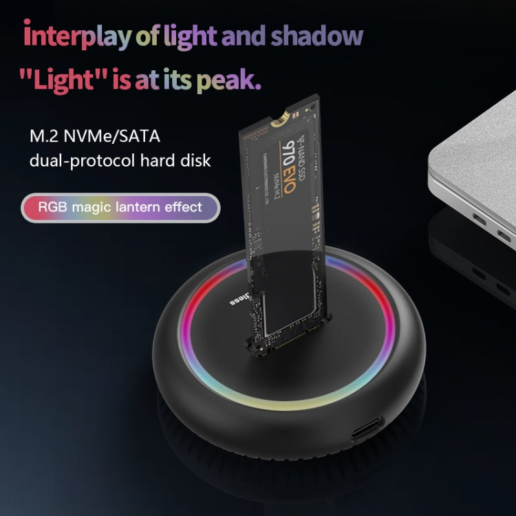 Blueendless SD03C M.2 NVMe / NGFF Dual-Protocol SSD Base With RGB Color Light, Spec: 2-in-1