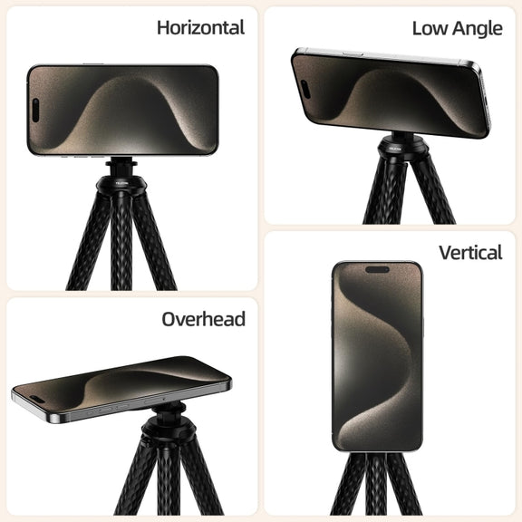 TELESIN P3-FM-02 Flexible Magnetic Suction Mobile Phone Tripod Magsafe Octopus Desktop Fixed Bracket