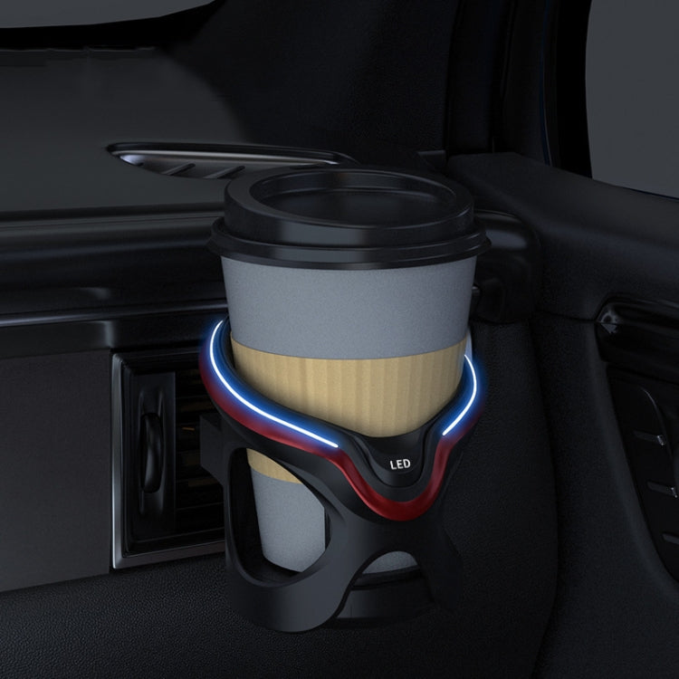 Car Cup Holder Air Conditioner Outlet Multifunctional Storage Rack, Color: Black Red LED Light