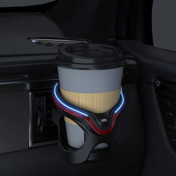 Car Cup Holder Air Conditioner Outlet Multifunctional Storage Rack, Color: Black Red LED Light