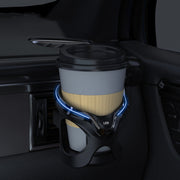 Car Cup Holder Air Conditioner Outlet Multifunctional Storage Rack, Color: Black Silver LED Light