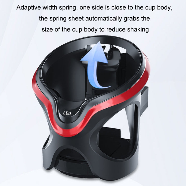 Car Cup Holder Air Conditioner Outlet Multifunctional Storage Rack, Color: Black Silver LED Light