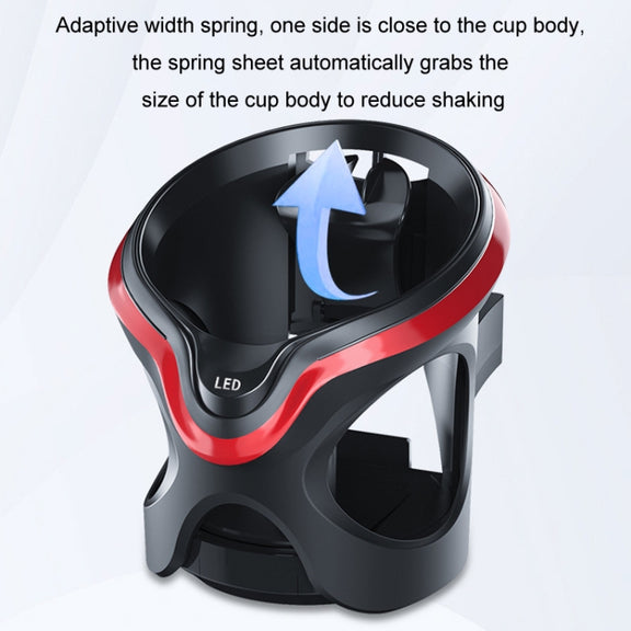 Car Cup Holder Air Conditioner Outlet Multifunctional Storage Rack, Color: Black Silver LED Light
