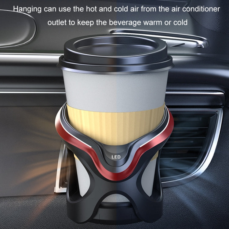 Car Cup Holder Air Conditioner Outlet Multifunctional Storage Rack, Color: Black Silver LED Light