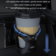 Car Cup Holder Air Conditioner Outlet Multifunctional Storage Rack, Color: Black Silver LED Light