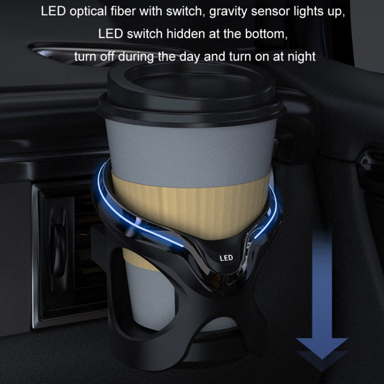 Car Cup Holder Air Conditioner Outlet Multifunctional Storage Rack, Color: Black Silver LED Light