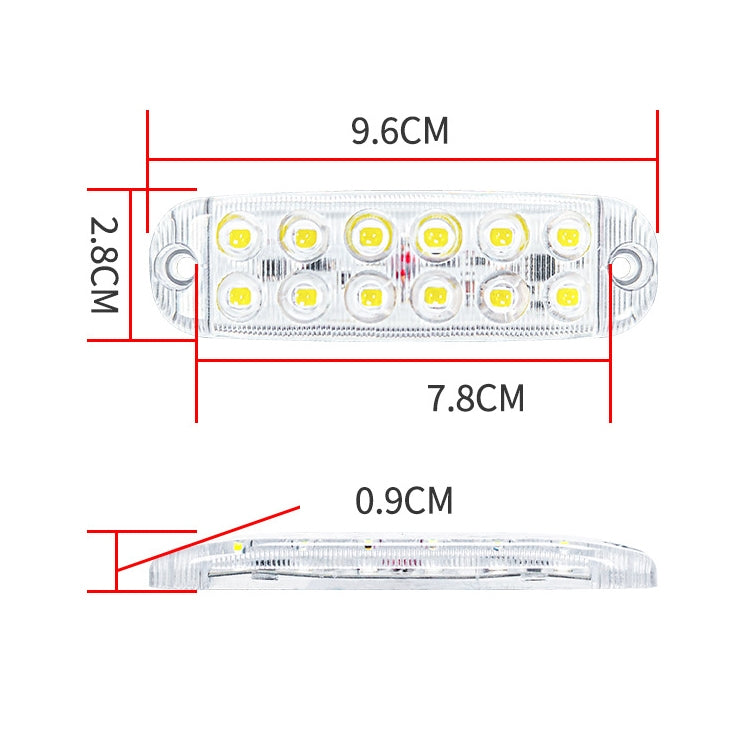 6pcs 12-Bead LED Flashing Warning Lights Motorcycle RV Signal Lights(Red Light)