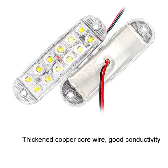 6pcs 12-Bead LED Flashing Warning Lights Motorcycle RV Signal Lights(White Light)