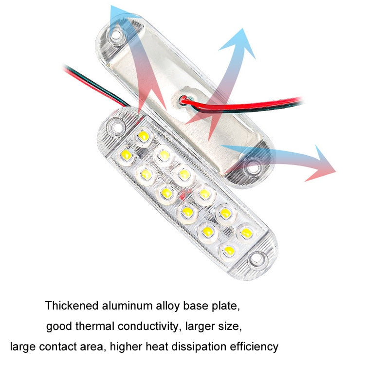 6pcs 12-Bead LED Flashing Warning Lights Motorcycle RV Signal Lights(White Light)