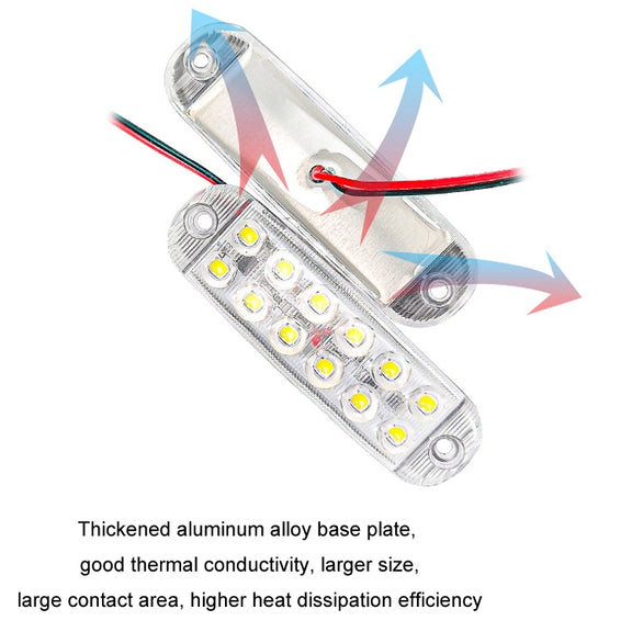 6pcs 12-Bead LED Flashing Warning Lights Motorcycle RV Signal Lights(White Light)