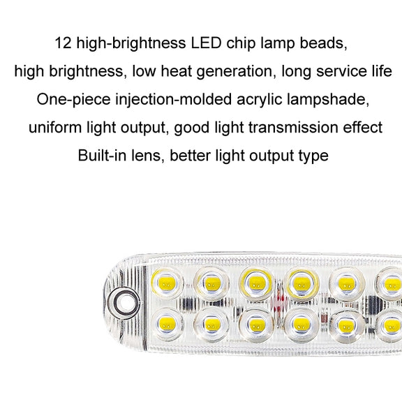 6pcs 12-Bead LED Flashing Warning Lights Motorcycle RV Signal Lights(White Light)
