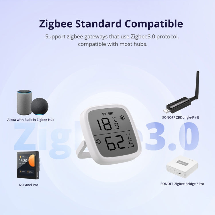 SONOFF SNZB-02D 2.5 inch LCD Smart Sensor Real-Time Monitoring Linkage
