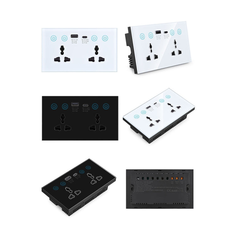 Graffiti Smart Socket With Switch USB+Type-C Dual Port Remote Control Socket, UK Plug, Style: Wifi Black