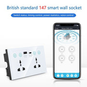 Graffiti Smart Socket With Switch USB+Type-C Dual Port Remote Control Socket, UK Plug, Style: Wifi Black