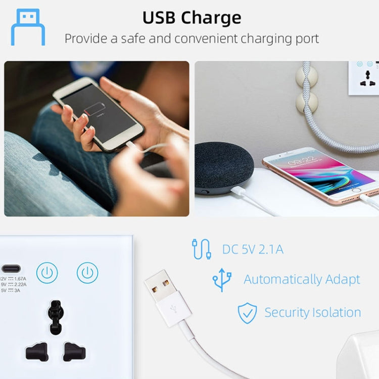 Graffiti Smart Socket With Switch USB+Type-C Dual Port Remote Control Socket, UK Plug, Style: Wifi Black