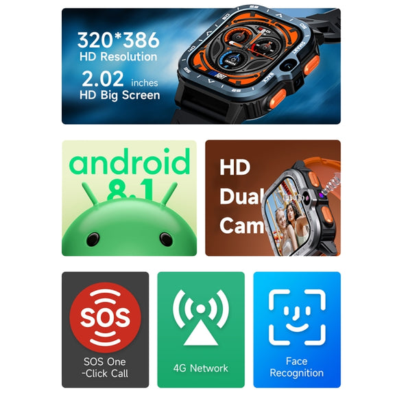 LOKMAT APPLLP 4 MAX 2.02-inch Android 8.1 Full Network Wifi Card Bluetooth Smart Watch(Navy Blue)