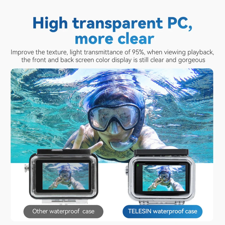 For DJI Osmo Action 3 / 4 TELESIN OA-WTP-003 45m Water-resistant Shell Sealed Diving Case