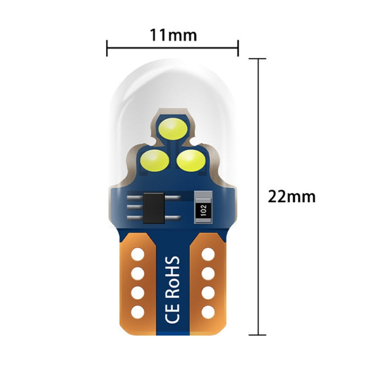 10pcs W5W Width Indicator Light Flashing LED Crystal License Plate Light(White)