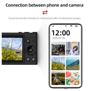 High-Definition CCD Digital Camera 64 Million WiFi Card Camera, Color: Black + Headphone Cable